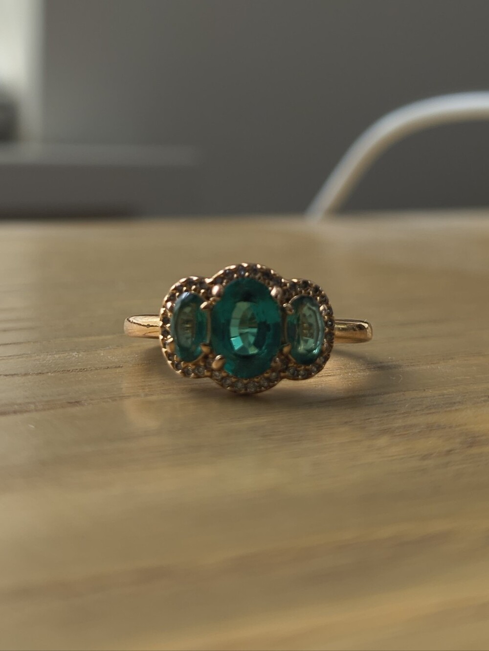 Pandora Herbarium Cluster Emerald Green Rose Gold Plated Ring | US Size 5